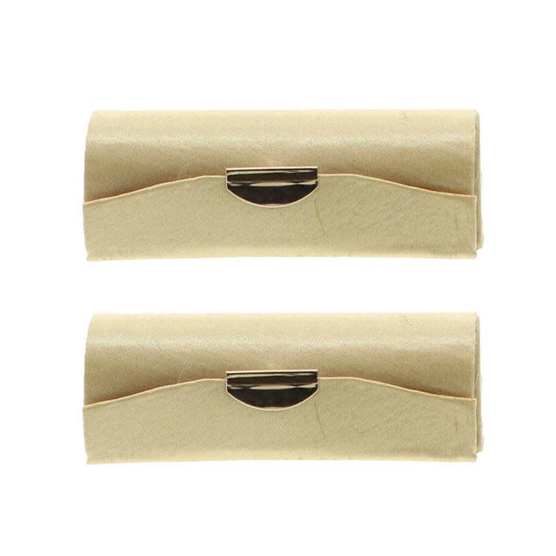 Motique Accessories Motique Accessories Gold Solid Satin Ladies Lipstick Case With Mirror Purse Holder Set of 2 