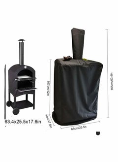 Y&D Outdoor Pizza Oven Cover 210D Garden Black Protection Weather Resistant Dustproof BBQ Rain for Wood Fired Cha Rcoal Bread 165x65x45CM  - Image 2