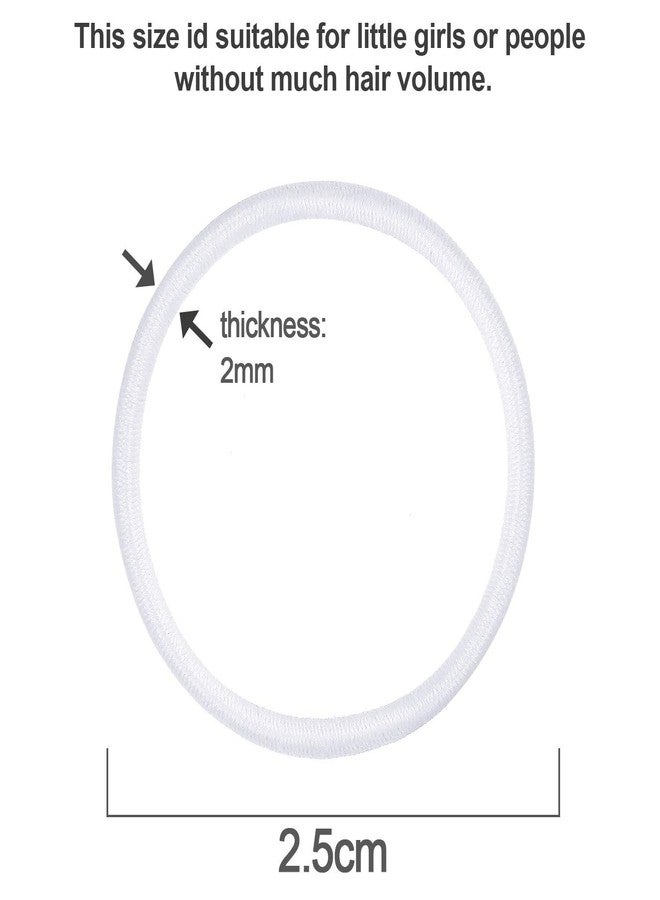 تيكيونايت مجموعة TecUnite من 200 قطعة من ربطات الشعر المطاطية الملونة مقاس 1 بوصة، عبوة صغيرة للنساء، حاملات ذيل حصان صغيرة، ربطات شعر بألوان قوس قزح، ربطات شعر خالية من المعدن (أبيض) - Image 2