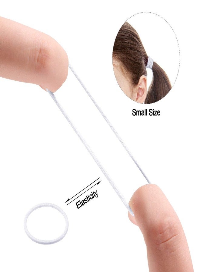 تيكيونايت مجموعة TecUnite من 200 قطعة من ربطات الشعر المطاطية الملونة مقاس 1 بوصة، عبوة صغيرة للنساء، حاملات ذيل حصان صغيرة، ربطات شعر بألوان قوس قزح، ربطات شعر خالية من المعدن (أبيض) - Image 3
