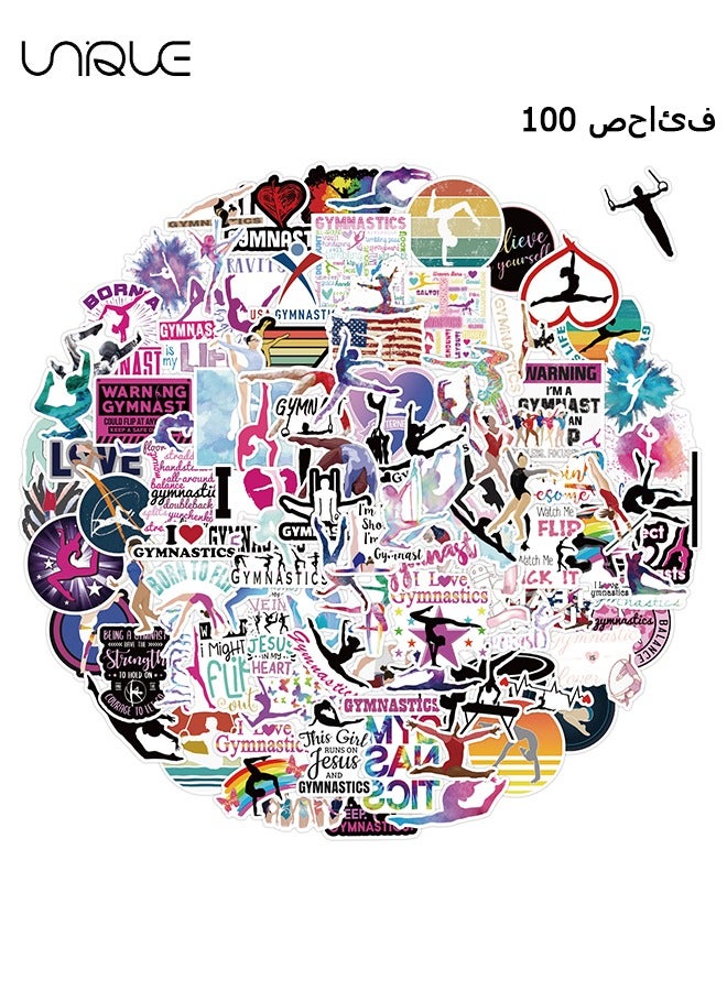 يونيك 100 قطع ملصقات الجمباز الرياضي ، ملصقات الفينيل للماء لزجاجات المياه هاتف محمول الكمبيوتر الغيتار ، هدايا للشباب ، الفتيات ، المشجعين - Image 1