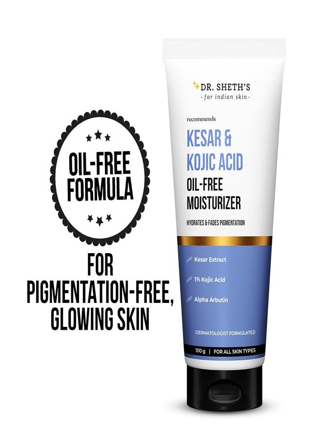 Dr. Sheth's Kesar & Kojic Acid Oil-Free Moisturizer | For Pigmentation-Free & Glowing Skin | Kesar Extract, 1% Kojic Acid, Alpha Arbutin | Lightweight, Fast-Absorbing & Non-Sticky,Gel Cream Texture | For Oily- Skin | For Men & Women | 100 g - Image 2