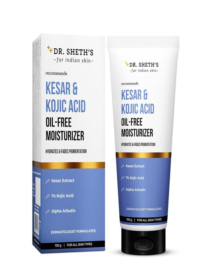 Dr. Sheth's Kesar & Kojic Acid Oil-Free Moisturizer | For Pigmentation-Free & Glowing Skin | Kesar Extract, 1% Kojic Acid, Alpha Arbutin | Lightweight, Fast-Absorbing & Non-Sticky,Gel Cream Texture | For Oily- Skin | For Men & Women | 100 g - Image 1