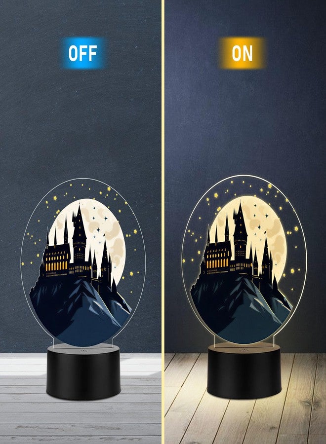 GIFTMEBAZAR مصباح ليلي LED من الأكريليك بتصميم هاري بوتر هوجورتس، يعمل بمنفذ USB، بإضاءة بيضاء دافئة، هدية تذكارية بتصميم هاري بوتر | هدية عيد ميلاد للأطفال - Image 2