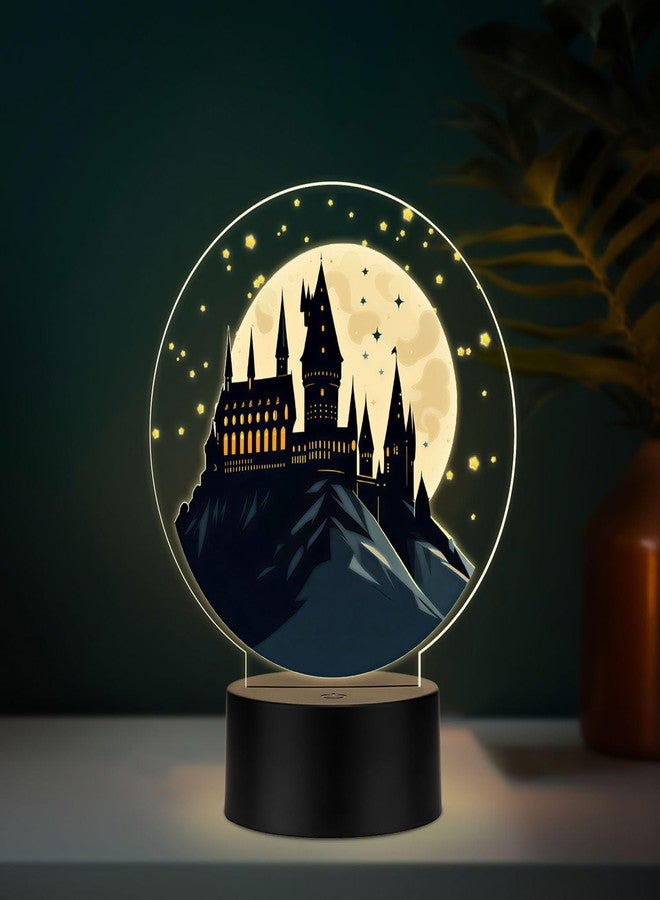 GIFTMEBAZAR مصباح ليلي LED من الأكريليك بتصميم هاري بوتر هوجورتس، يعمل بمنفذ USB، بإضاءة بيضاء دافئة، هدية تذكارية بتصميم هاري بوتر | هدية عيد ميلاد للأطفال - Image 1