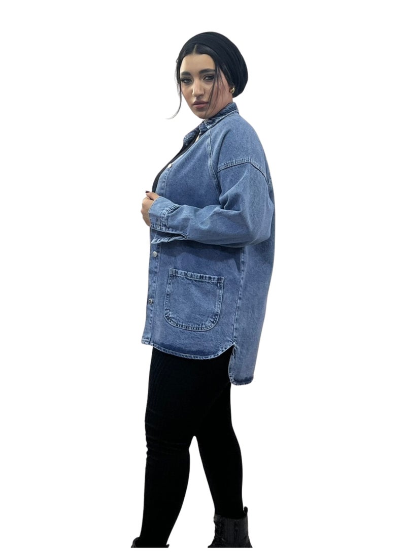 Casual Long Sleeves Denim Jacket - Image 5