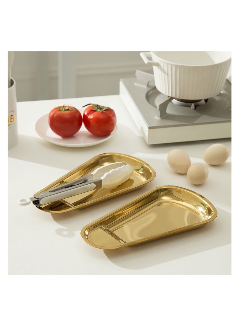 Excefore 2 Pack Gold Stainless Steel Spoon Rest, Spatula Ladle Spoon Utensils Holder, Suitable for Home Kitchen and Coffee Bar Decoration (Gold）  - Image 3