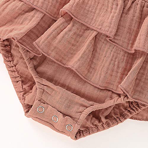 Douhoow Newborn Baby Girls Ruffle Romper Jumpsuit Bodysuit Baby Girl Summer Clothes Outfits (Khaki, 0-3 Months) - Image 4