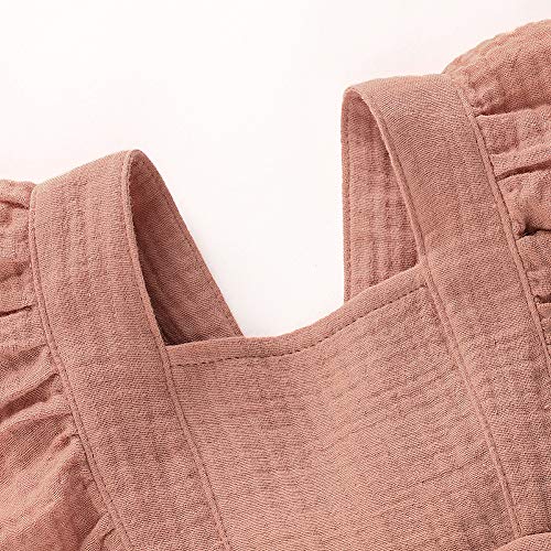 Douhoow Newborn Baby Girls Ruffle Romper Jumpsuit Bodysuit Baby Girl Summer Clothes Outfits (Khaki, 0-3 Months) - Image 3