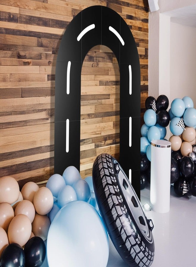 Zhanmai Racing Party Backdrop Decor Race Track Arch Backdrop Stand with Weighted Water Bag Racetrack Pre-Cut Foam Board Set Racer Party Decor for Race Car Road Go Kart Theme Birthday Games (5 ft) - Image 3