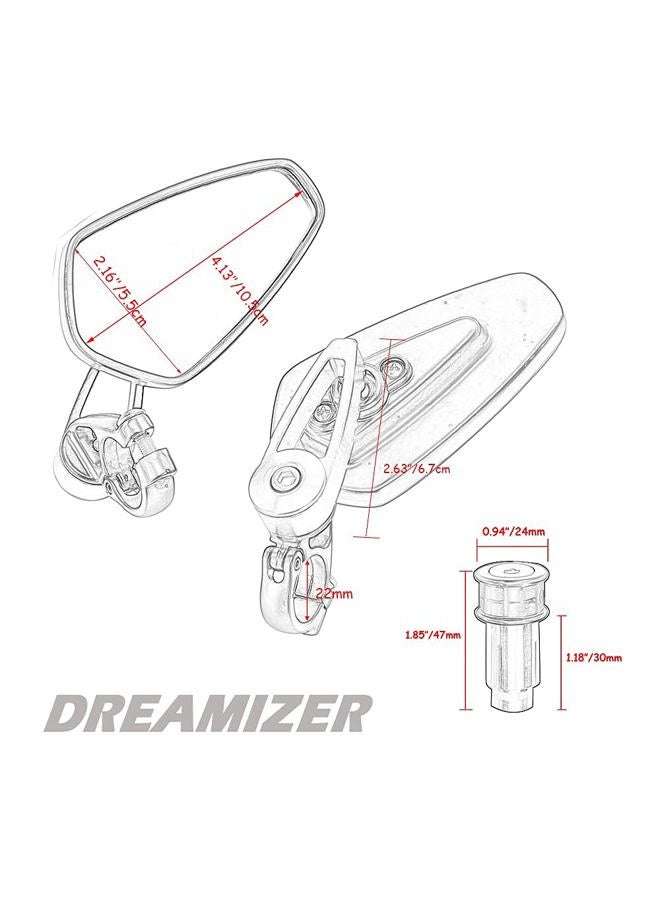 DREAMIZER Motorcycle Bar End Mirrors Universal 7/8" Handle Bar End Rear View Mirror Compatible with Honda Grom,Yamaha,Kawasaki,Ducati,Suzuki - Image 4