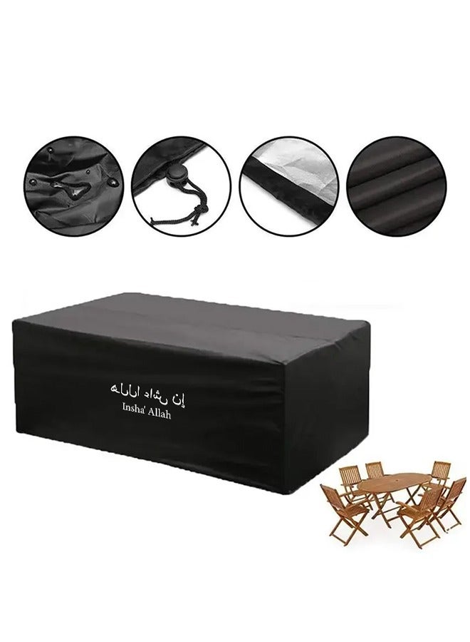 Generic Patio Furniture Cover Durable Oxford Cloth Table and Chair Set Covers Waterproof Dustproof UV-Resistant Furniture Cover for Outdoor Sofa Set Wicker Rattan Table and Chairs Lounge Chair BBQ Grill (Black)  - Image 1