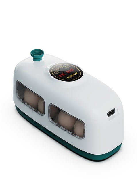 8 egg incubators for hatching eggs, temperature controlled digital egg incubator with LED lighting, poultry brooder for quail chicks (white)