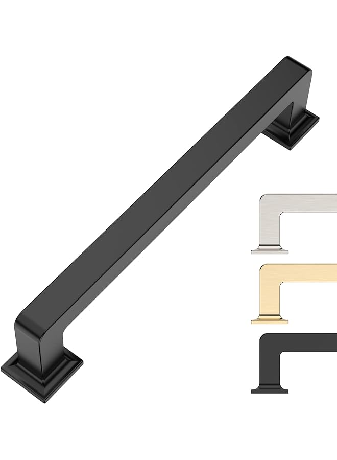 promass 5 Inch 10 Pack Kitchen Cabinet Handles Matte Black Cabinet Pulls Kitchen Cabinet Hardware Kitchen Handles for Cabinets Cupboard Handles - Image 1