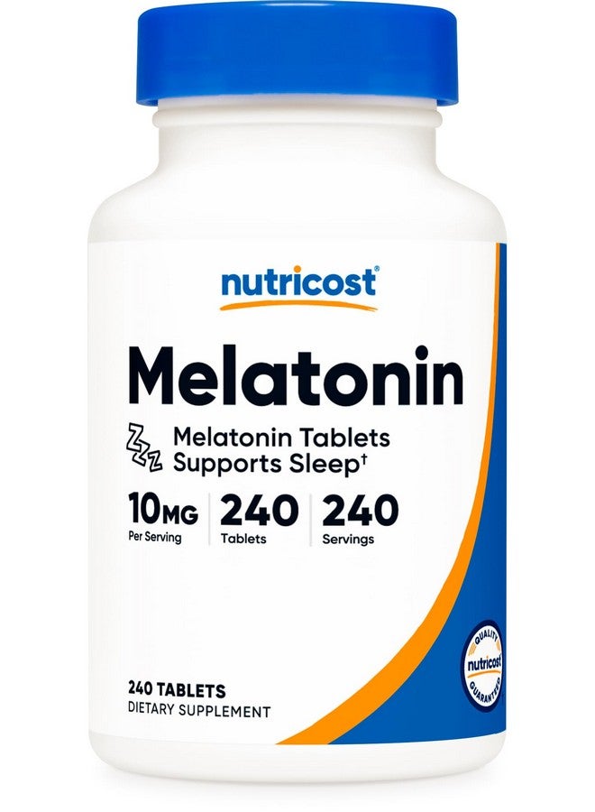 Nutricost Melatonin 10mg, 240 Tablets - 10mg Per Serving, Non-GMO, Gluten Free - Image 1