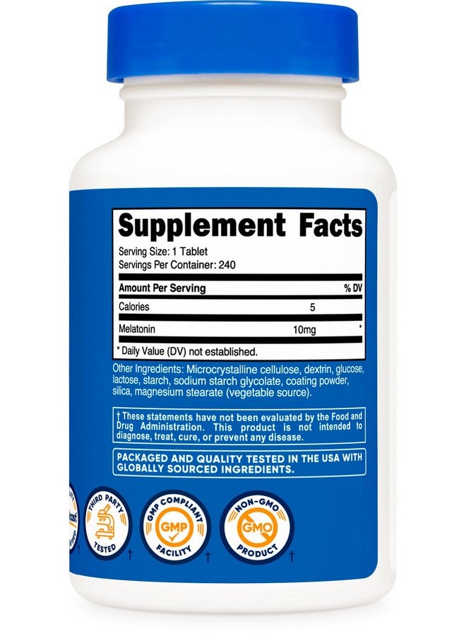 Nutricost Melatonin 10mg, 240 Tablets - 10mg Per Serving, Non-GMO, Gluten Free - Image 5