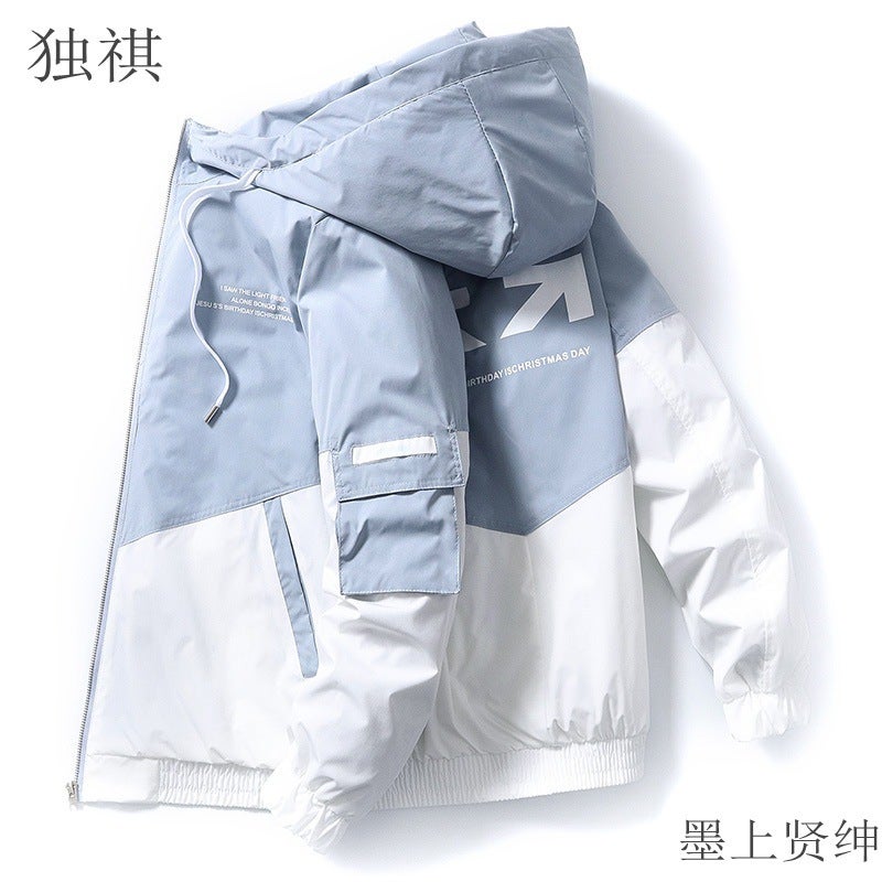 Jacket Men'S Casual Korean Fashionable Thin Top Men'S Fashion Tooling Hooded Student Jacket Men'S - Image 2