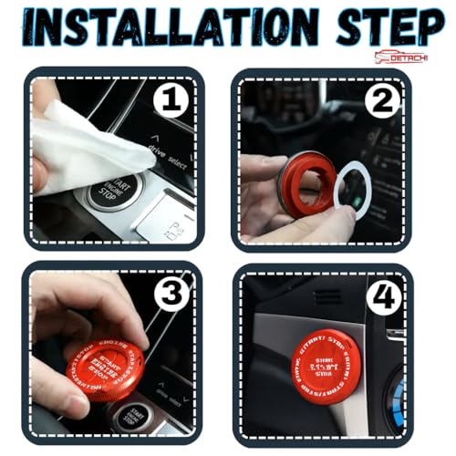 DETACHI Car Start Button Cover, Plastic Rotatable Push Start Switch Cover, Anti Scratch Interior Decoration Accessory, Ignition Cover Protector Engine Push Button Sticker for All Cars - Image 3
