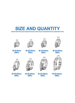 Glarks Glarks 100Pcs Adjustable 8-44mm Range 304 Stainless Steel Worm Gear Hose Clamps Assortment Kit, Fuel Line Clamp for Water Pipe, Plumbing, Automotive and Mechanical Application (Hose Clamp Kit)  - Image 2