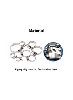 Glarks Glarks 100Pcs Adjustable 8-44mm Range 304 Stainless Steel Worm Gear Hose Clamps Assortment Kit, Fuel Line Clamp for Water Pipe, Plumbing, Automotive and Mechanical Application (Hose Clamp Kit)  - Image 3