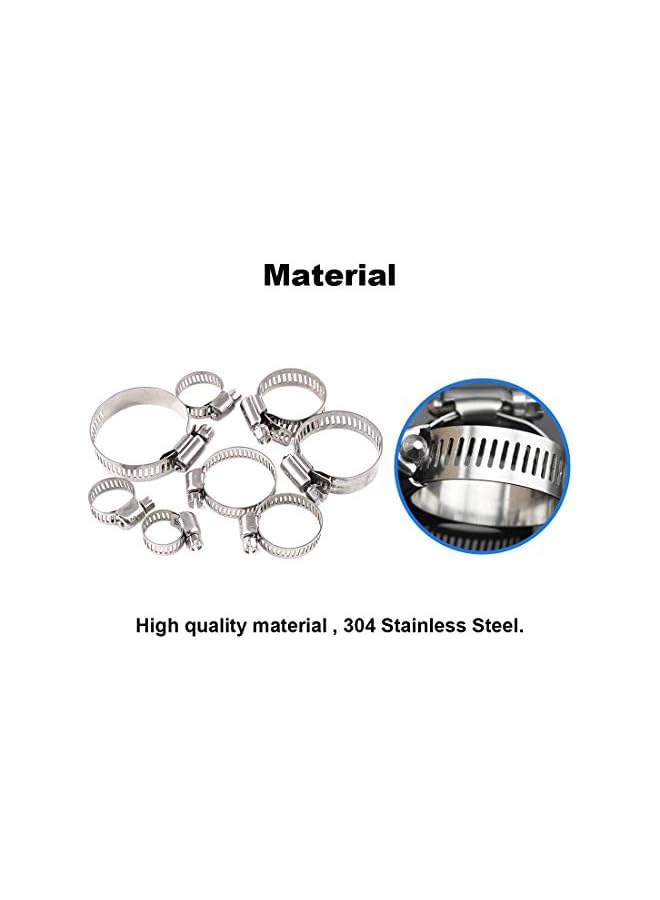 Glarks 100Pcs Adjustable 8-44mm Range 304 Stainless Steel Worm Gear Hose Clamps Assortment Kit, Fuel Line Clamp for Water Pipe, Plumbing, Automotive and Mechanical Application (Hose Clamp Kit) - Image 3