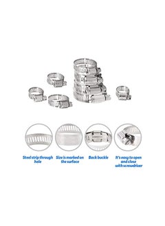 Glarks Glarks 100Pcs Adjustable 8-44mm Range 304 Stainless Steel Worm Gear Hose Clamps Assortment Kit, Fuel Line Clamp for Water Pipe, Plumbing, Automotive and Mechanical Application (Hose Clamp Kit)  - Image 4