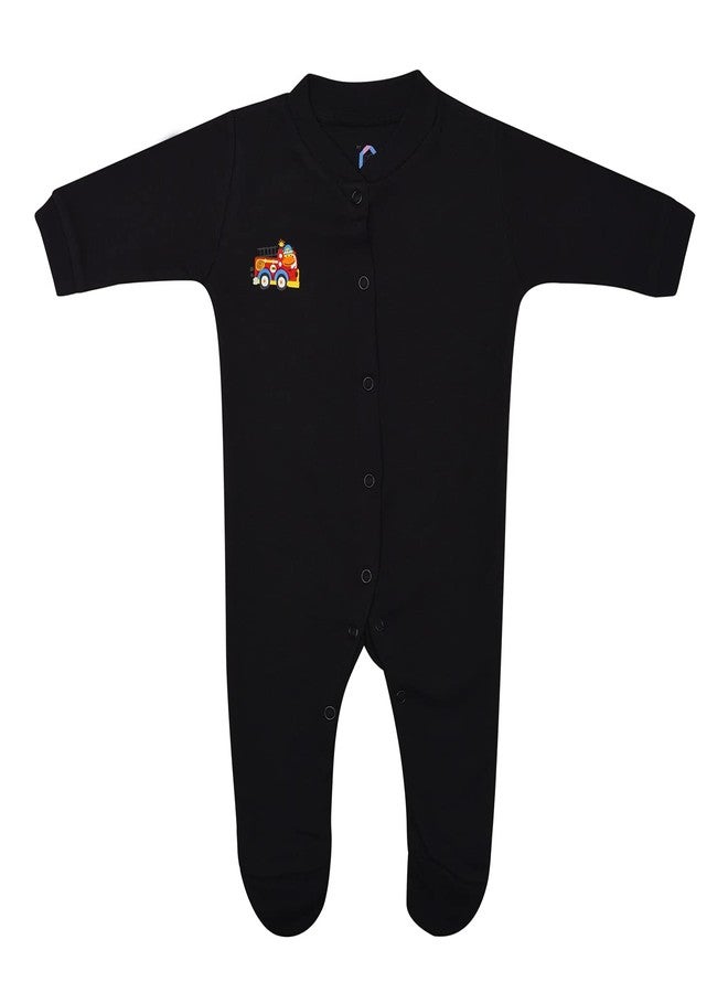 Magic Town Baby Front open Rompers/Jumpsuit Sleepsuit Full Sleeve, Snap Button for Boys and Girls pack of 3 Black (Newborn) - Image 5