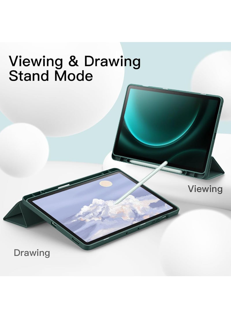 Rock Pow - Case for Samsung Galaxy Tab S10 Plus 2024/ S9 Plus/ S9 FE Plus 5G 12.4 Inch 2023 with S Pen Holder Soft TPU Tri-Fold Stand 12.4 inch Cover Case,Support S Pen Charging Auto Wake/Sleep - Image 1