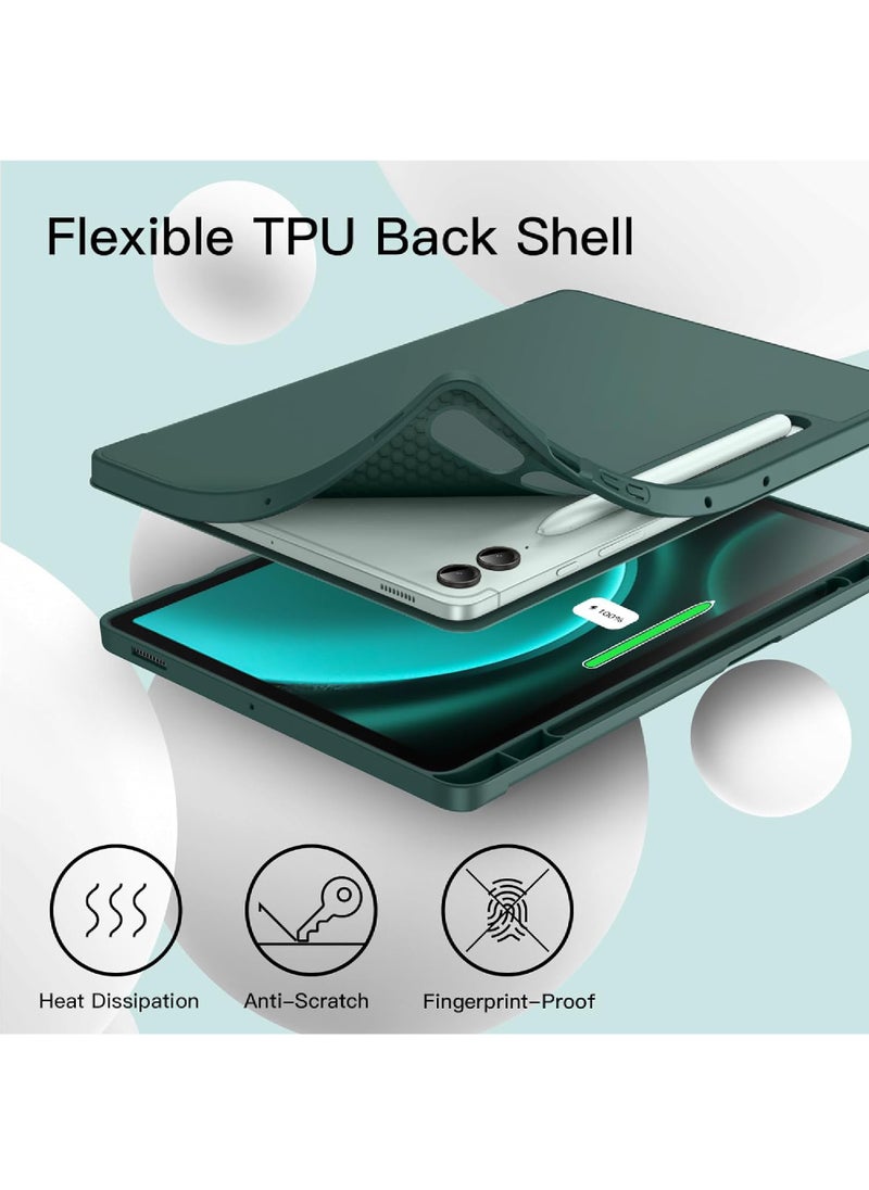 Rock Pow - Case for Samsung Galaxy Tab S10 Plus 2024/ S9 Plus/ S9 FE Plus 5G 12.4 Inch 2023 with S Pen Holder Soft TPU Tri-Fold Stand 12.4 inch Cover Case,Support S Pen Charging Auto Wake/Sleep - Image 1