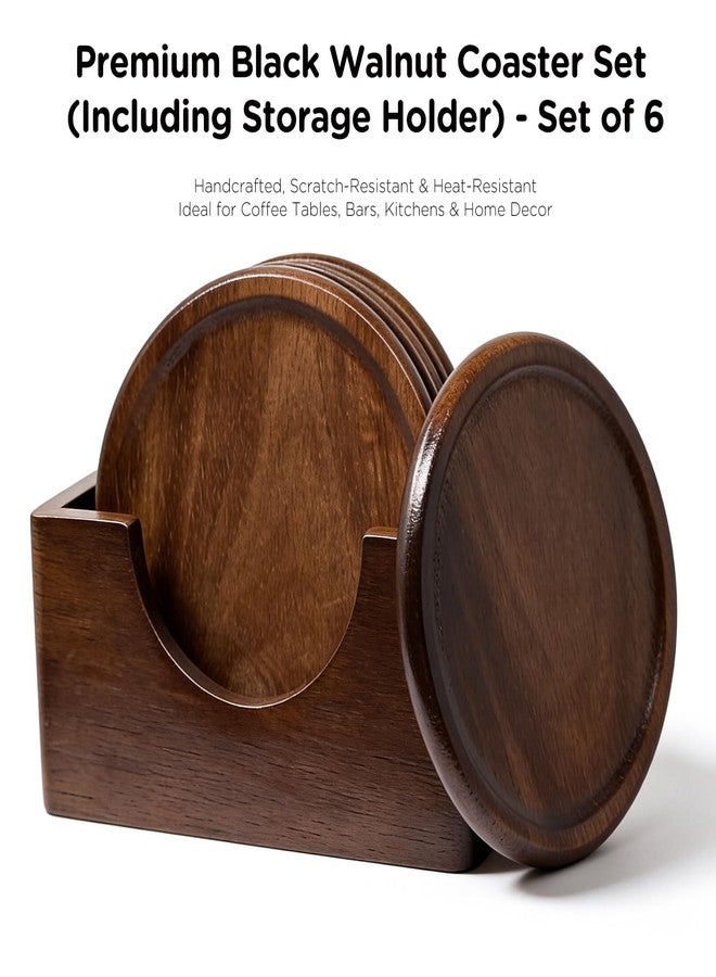 DIDA Coasters Set of 6, Wood Coasters for Drinks with Holder, Coaster for Tabletop Protection, Cup Mat for Hot or Cold Drinks, Non-Slip, Coffee Table Decor Ideal for Home Decor House (Black Walnut) - Image 3