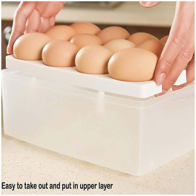 Clomana 24 Grids Double Layer Egg Storage Box Holder Refrigerator Foldable Plastic Container - Image 5