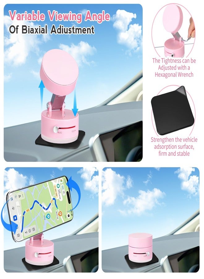 Kingdder Vacuum Magnetic Suction Phone Holder Updated 360° Rotatable and Foldable Magnetic Phone Mount Stand for Car, Gym(Pink) - Image 3