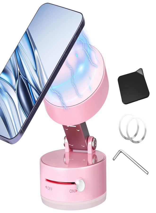 Kingdder Vacuum Magnetic Suction Phone Holder Updated 360° Rotatable and Foldable Magnetic Phone Mount Stand for Car, Gym(Pink) - Image 1