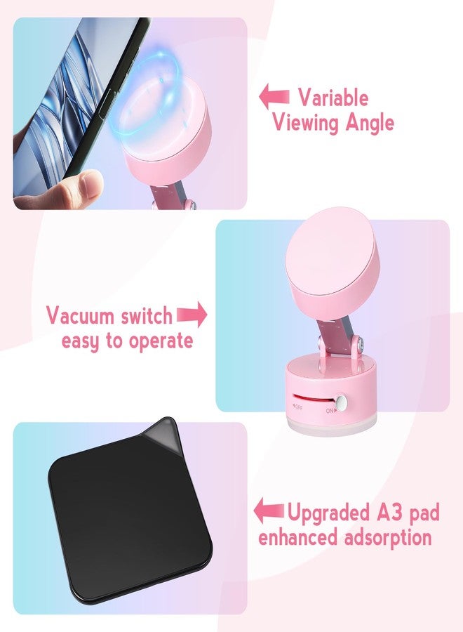 Kingdder Vacuum Magnetic Suction Phone Holder Updated 360° Rotatable and Foldable Magnetic Phone Mount Stand for Car, Gym(Pink) - Image 2