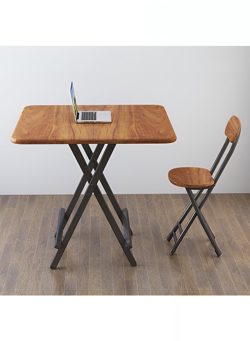 Taimi Folding Dining Table 80x80x74cm with Wooden Top & Metal Legs, Portable Table with a Modern Space-Saving Design for Kitchen, Dining Room, Living Room, Garden, and Camping - Brown - Image 4