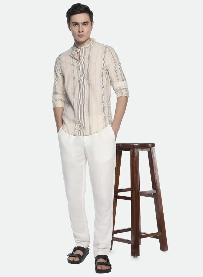 دينيس لينغو قميص كاجوال رجالي كاكي قطن % بقصة ضيقة