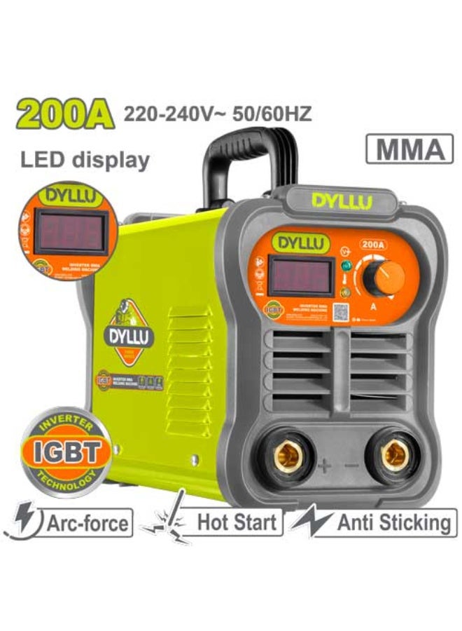 DYLLU 200A Heavy-Duty Inverter IGBT MMA Welder - 220-240V, Portable Arc Welding Machine with Hot Start, Anti-Sticking & Digital LED Display