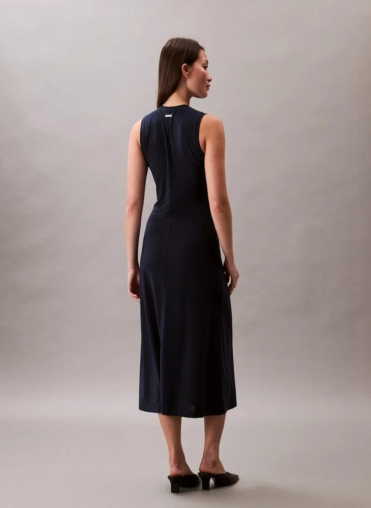 كالفن كلاين جينز فستان ميدي بأكمام قصيرة وياقة دائرية