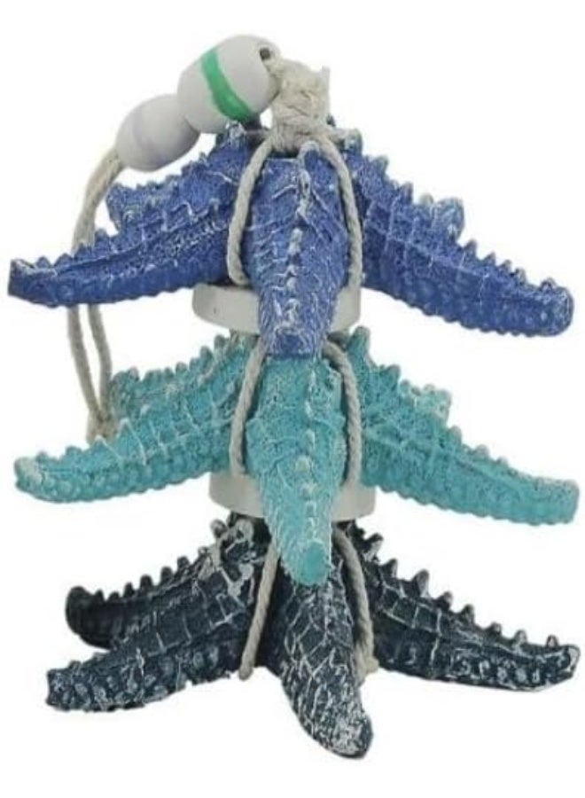 YINZUO YINZUO Coastal Hanging Starfish Decor â€“ Nautical Beach Theme Ornaments with Rope and Beads, Colorful Sea Star Decorations for Bathroom  - Image 2