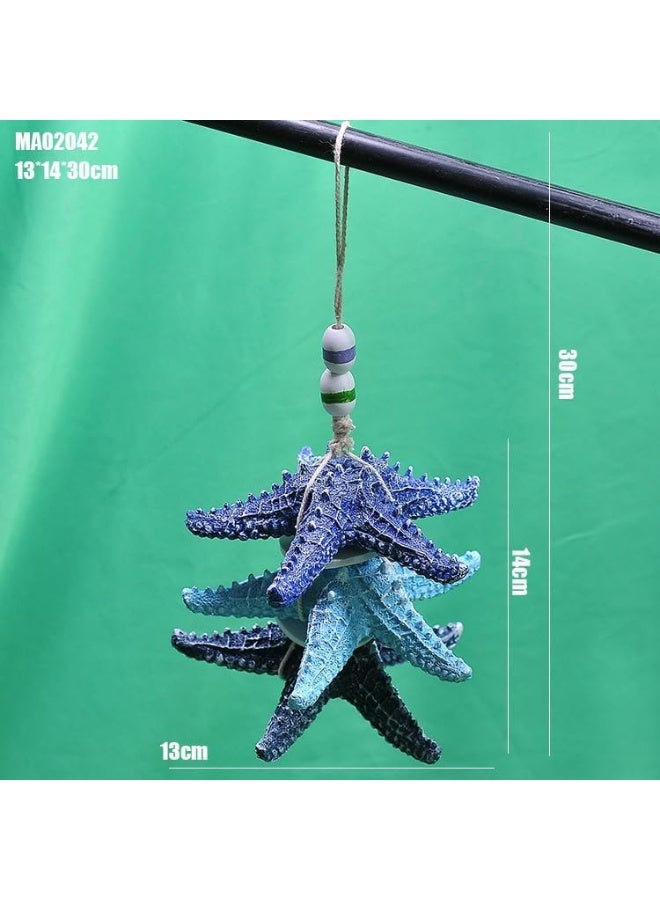 YINZUO YINZUO Coastal Hanging Starfish Decor â€“ Nautical Beach Theme Ornaments with Rope and Beads, Colorful Sea Star Decorations for Bathroom  - Image 4