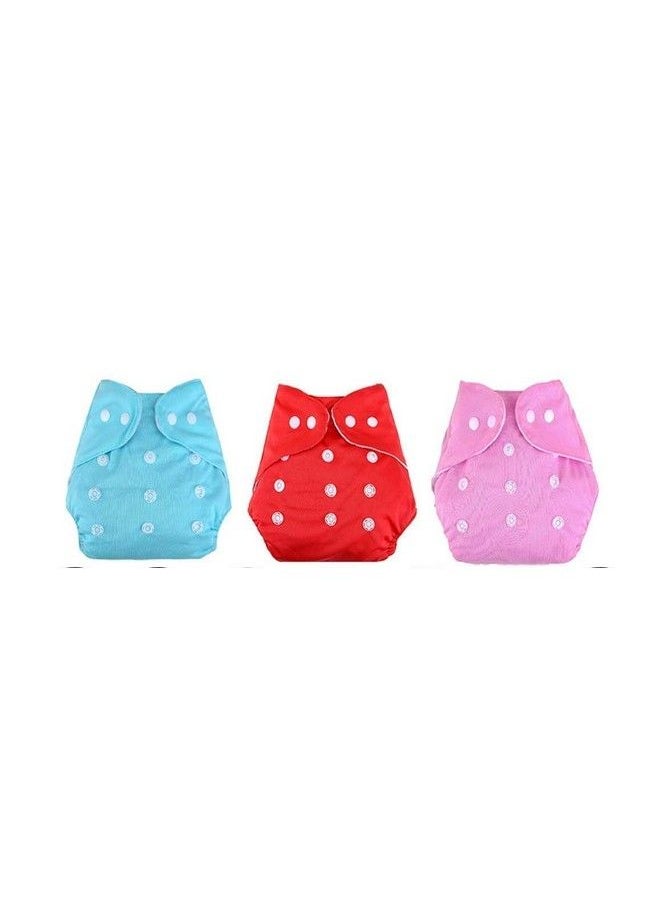 DOMENICO World Baby Kids Cloth Diaper Reusable Diaper Washable Diaper Adjustable Size Waterproof (Without Insert) (Pack Of 3)(Assorted Color)  - Image 1