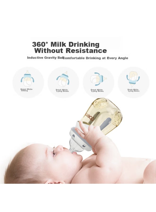 Obenie Oubeni Straw Bottle, Weaning Bottle, Ppsu Bottle, Drop-resistant Bottle, Large Baby Bottle With Handle, 6 Months - Image 3