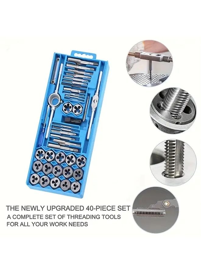 40pcs ProMaster Metric Tap And Die Set M3 M12 Alloy Steel High Hardness DIY Tool Kit - Image 1