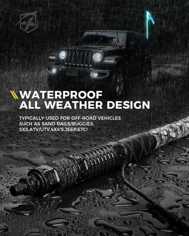 Xprite 1PC 2FT Spiral RGB LED Whip Light with Spring Base, App & Remote Control Chasing Antenna Lighted Whips, Compatible with SXS ATV UTV Polaris RZR Can-am Buggy Trucks Jeep - Image 5