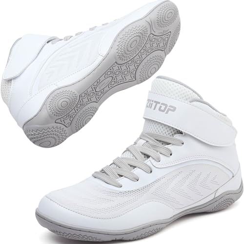 ziitop Kids Wrestling Shoes Youth Boys Girls Youth Boxing Shoe Barefoot Hiking Boots Lightweight Breathable Zero Drop Non Slip White - Image 1