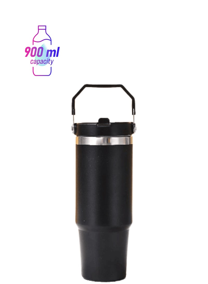 ELTRAZONE 900ml Stainless Steel Leak-Proof Travel Tumbler Mug – Double Wall Vacuum Insulated Sipper Bottle with Straw & Lid, Ideal for Car, Office, Travel & Gym - Image 1
