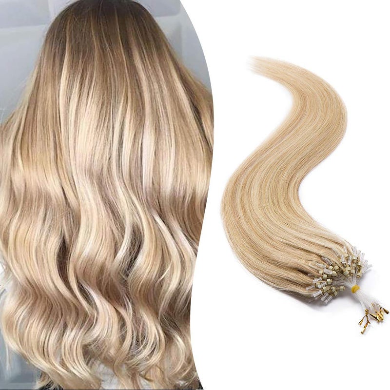 SEGO Micro Beads Hair Extensions Human Hair Micro Loop Human Hair Extensions Natural Straight Micro Ring Hair Extensions Cold Fusion 50gpack 100 Strands 141618202224 Inches