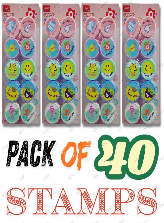 VIBA® Stamps for Kids (Pack of 40), Creative Craft Birthday Return Gift Educational Set, Inspirational, Self-Inking, Inspirational Stamp for Kids, Unisex Crafting Fun - Image 2