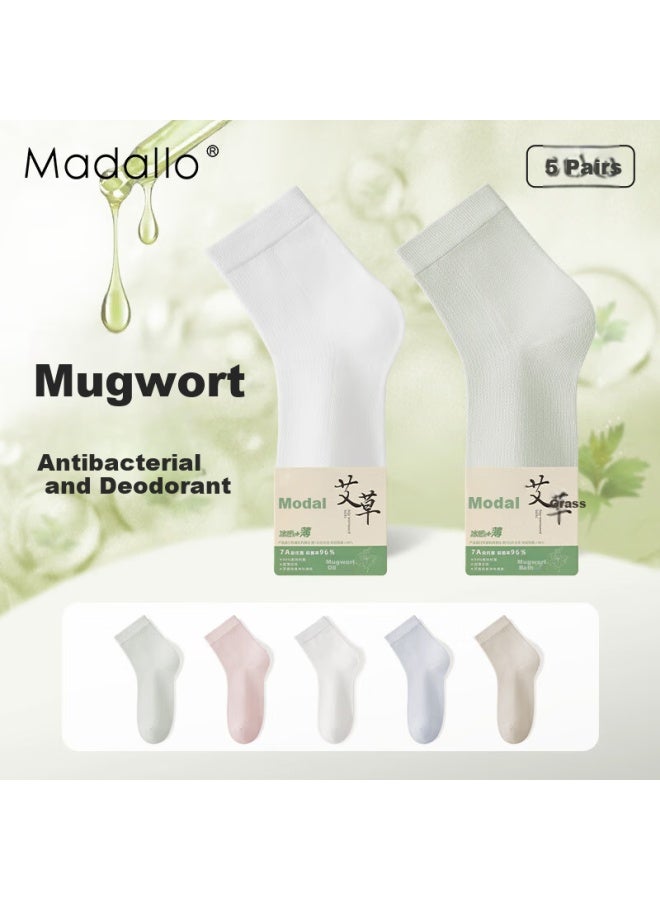 Madallo Modal [Mugwort Essential Oil] 100% Modal Cotton Odor-Resistant Socks For Women, Summer Cool-Feeling Mid-Calf Socks, Thin Athletic Women'S Socks - Image 5