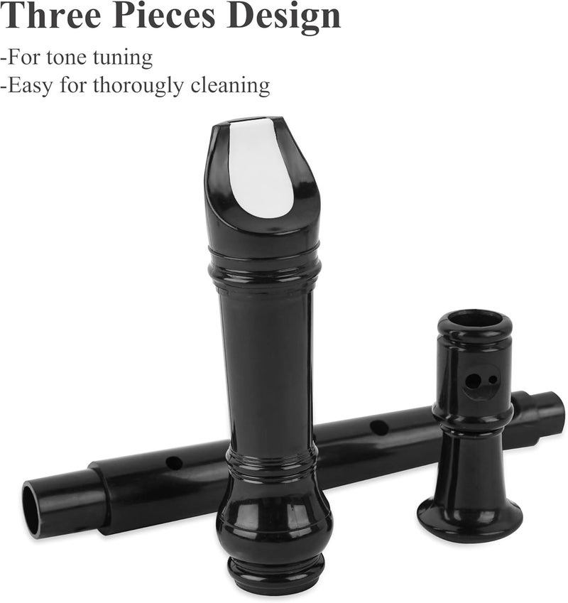 Jasenna Recorder Instrument for Beginner Adults,8-Hole Soprano Descant Recorder Music Flute with with Cleaning Rod & Leather Case For Home Entertainment(3-Carved Black) - Image 3